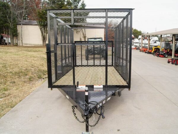 6.4x14 Powder Coated Straight Deck Utility Trailer 6ft Mesh Side Slide Up Gate - Image 2