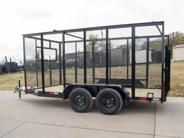 6.4x14 Powder Coated Straight Deck Utility Trailer 6ft Mesh Side Slide Up Gate - Image 5