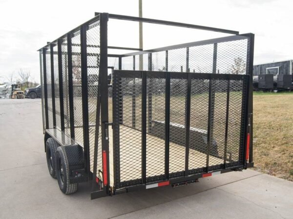 6.4x14 Powder Coated Straight Deck Utility Trailer 6ft Mesh Side Slide Up Gate - Image 6