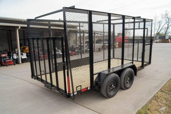 6.4x14 Powder Coated Straight Deck Utility Trailer 6ft Mesh Side Slide Up Gate - Image 7