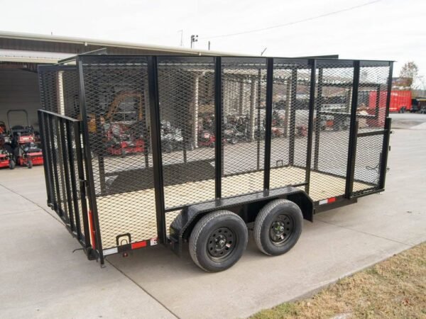 6.4x14 Powder Coated Straight Deck Utility Trailer 6ft Mesh Side Slide Up Gate - Image 8