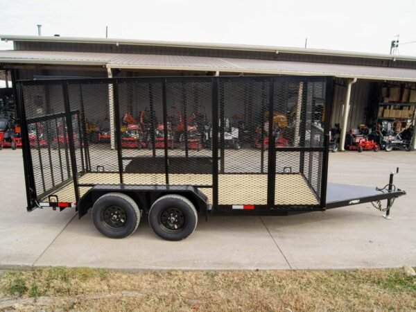 6.4x14 Powder Coated Straight Deck Utility Trailer 6ft Mesh Side Slide Up Gate - Image 9
