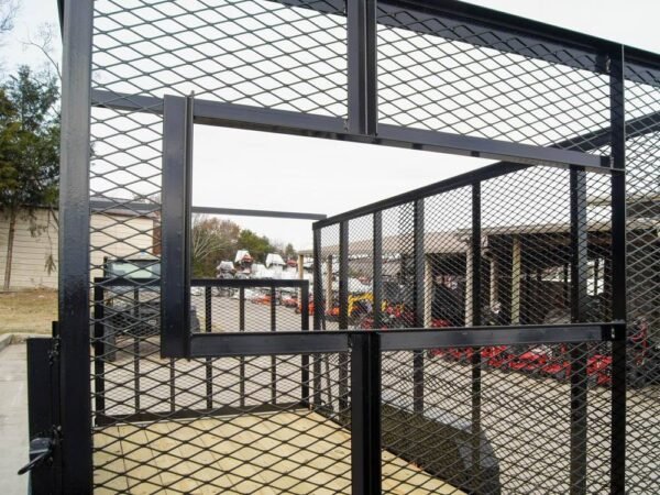 6.4x14 Powder Coated Straight Deck Utility Trailer 6ft Mesh Side Slide Up Gate - Image 11