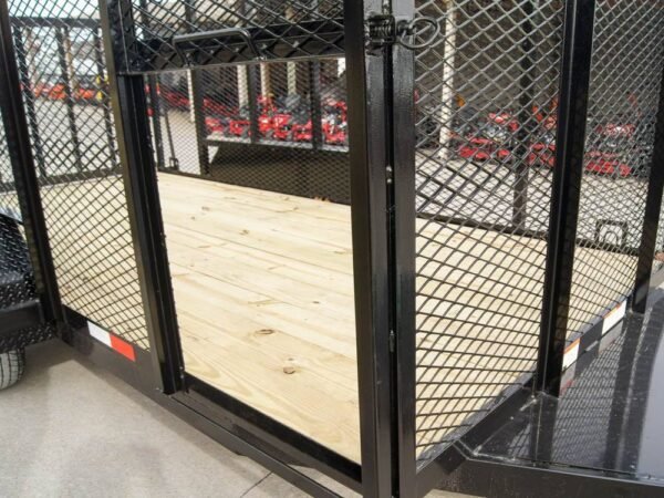 6.4x14 Powder Coated Straight Deck Utility Trailer 6ft Mesh Side Slide Up Gate - Image 12