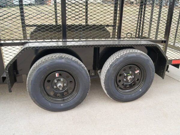 6.4x14 Powder Coated Straight Deck Utility Trailer 6ft Mesh Side Slide Up Gate - Image 14