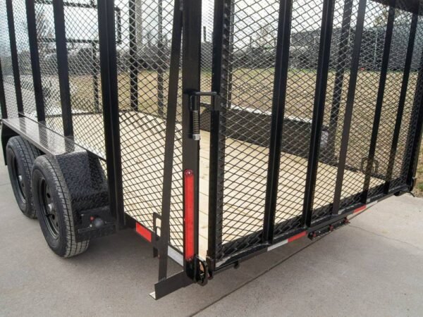 6.4x14 Powder Coated Straight Deck Utility Trailer 6ft Mesh Side Slide Up Gate - Image 15