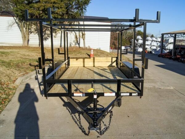 6.4x12 Straight Deck Utility Trailer 4.5ft Ladder Racks (2) 3,500lb Axles - Image 2