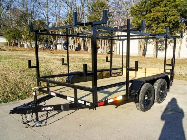 6.4x12 Straight Deck Utility Trailer 4.5ft Ladder Racks (2) 3,500lb Axles
