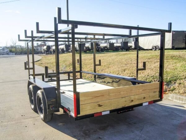 6.4x12 Straight Deck Utility Trailer 4.5ft Ladder Racks (2) 3,500lb Axles - Image 5