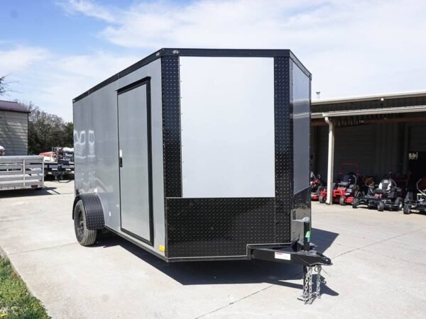 7x12 Enclosed Trailer Silver V-Nose Blackout Package 3,500lb Axle Storage - Image 9