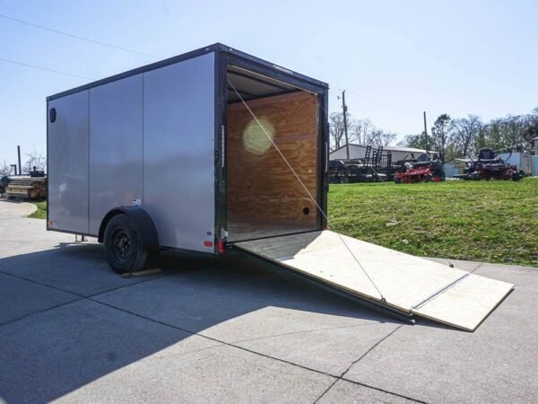 7x12 Enclosed Trailer Silver V-Nose Blackout Package 3,500lb Axle Storage - Image 23