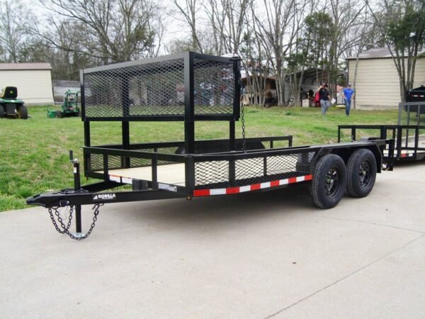 6.4x14 Powder Coated Dovetail Utility Trailer with Elevated Basket (2) 3500lb Axles