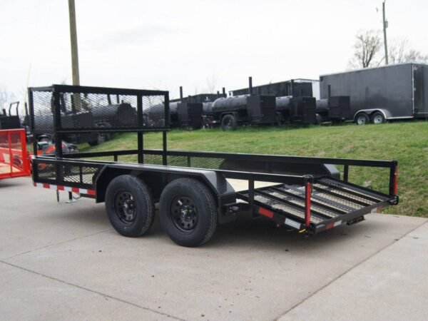 6.4x14 Powder Coated Dovetail Utility Trailer with Elevated Basket (2) 3500lb Axles - Image 3