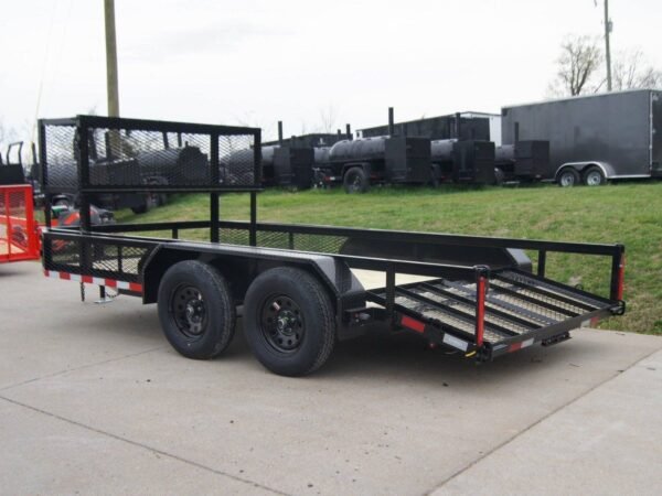 6.4x14 Powder Coated Dovetail Utility Trailer with Elevated Basket (2) 3500lb Axles - Image 4