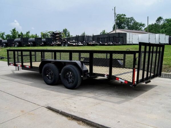 6.4x18 Powder Coated Dovetail Utility Trailer with 2ft Mesh Sides (2) 3500lb Axles - Image 5