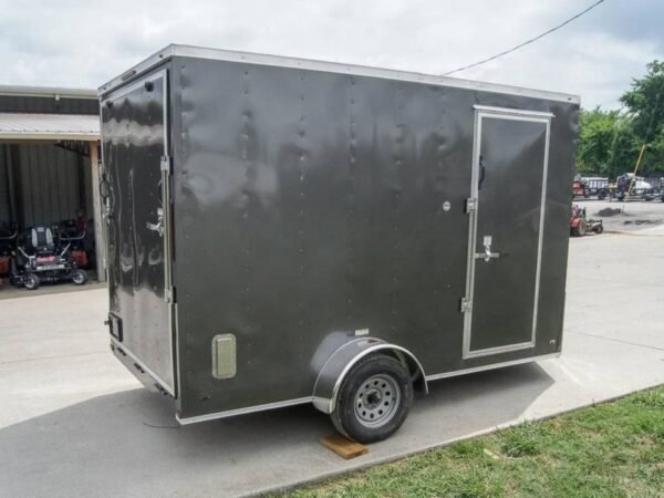 7x12 Charcoal V-Nose Custom Enclosed Trailer 3500lb Axle with Brake Storage - Image 4