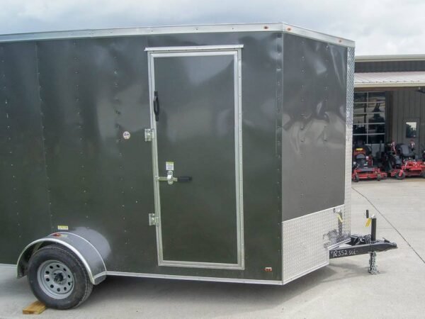 7x12 Charcoal V-Nose Custom Enclosed Trailer 3500lb Axle with Brake Storage - Image 3