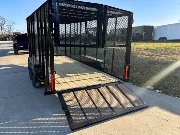6.4x16 Straight Deck Utility Trailer 6ft Mesh Sides Roof (2) 3,500lb Axles - Image 13