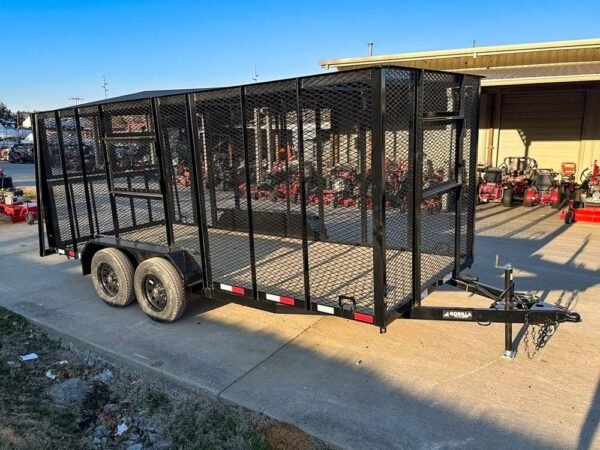 6.4x16 Straight Deck Utility Trailer 6ft Mesh Sides Roof (2) 3,500lb Axles - Image 20