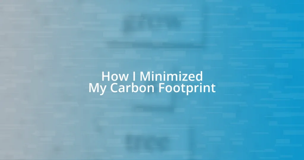 How I Minimized My Carbon Footprint