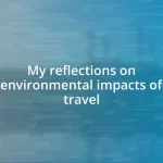 My reflections on environmental impacts of travel