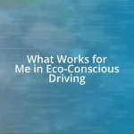 What Works for Me in Eco-Conscious Driving