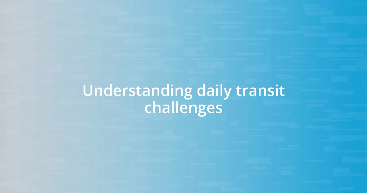 Understanding daily transit challenges