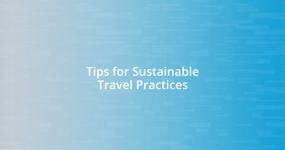 Tips for Sustainable Travel Practices