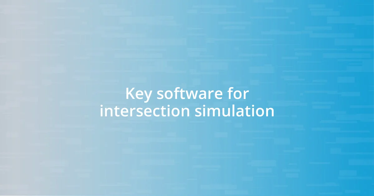 Key software for intersection simulation