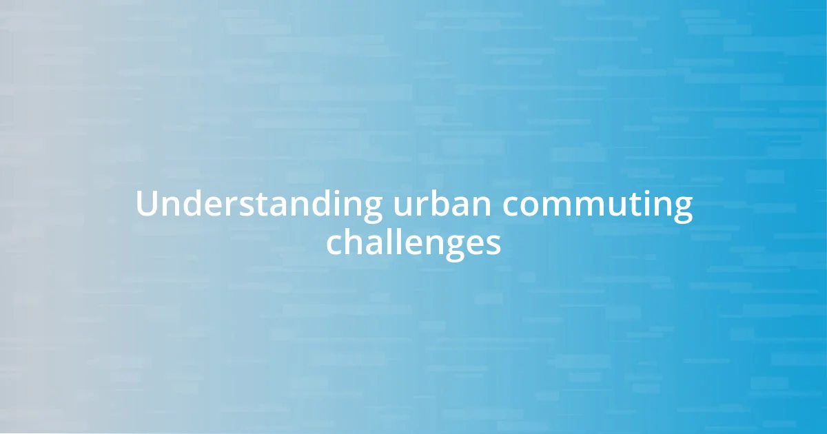 Understanding urban commuting challenges